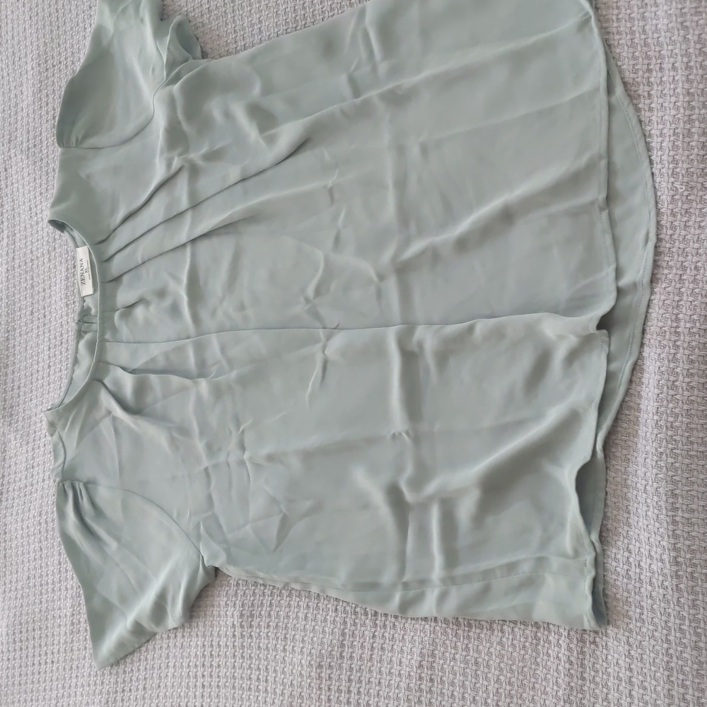 Zenana Outfitters Soft Gray Pleated Blouse